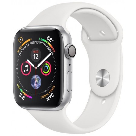 Часы Apple Watch Series 4 GPS 44mm Aluminum Case with Sport Band серебристый/белый