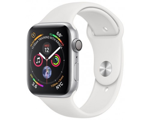 Часы Apple Watch Series 4 GPS 44mm Aluminum Case with Sport Band серебристый/белый